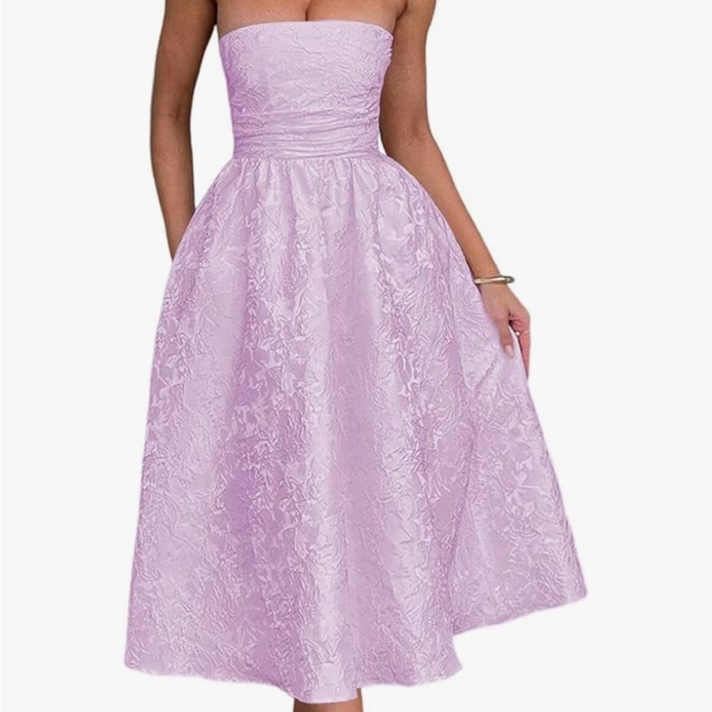 Lilac trending strapless corset midi dress